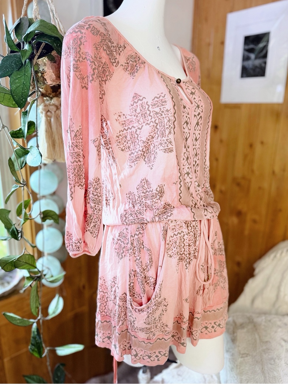 Juicy Couture Pink Boho Printed Cover-Up | Size Small | Pockets & Stretch! EUC